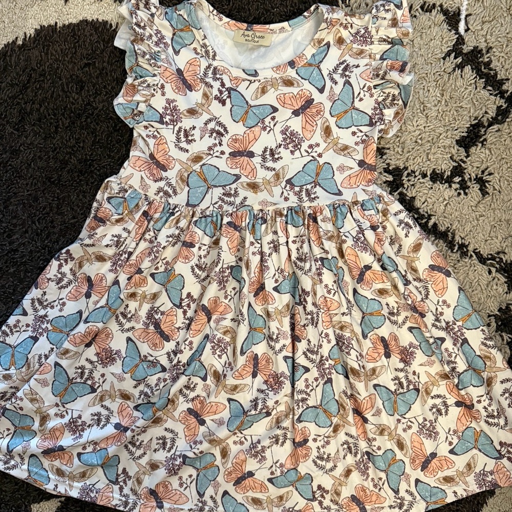 Butterfly Print Kids Dress Size 7
